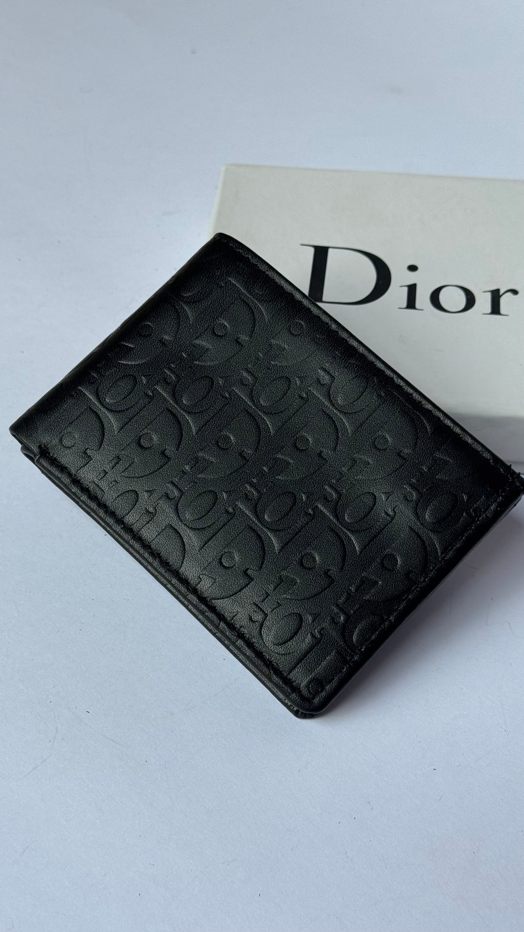 Dior Textured Genuine Leather Wallet & Card Holder Set