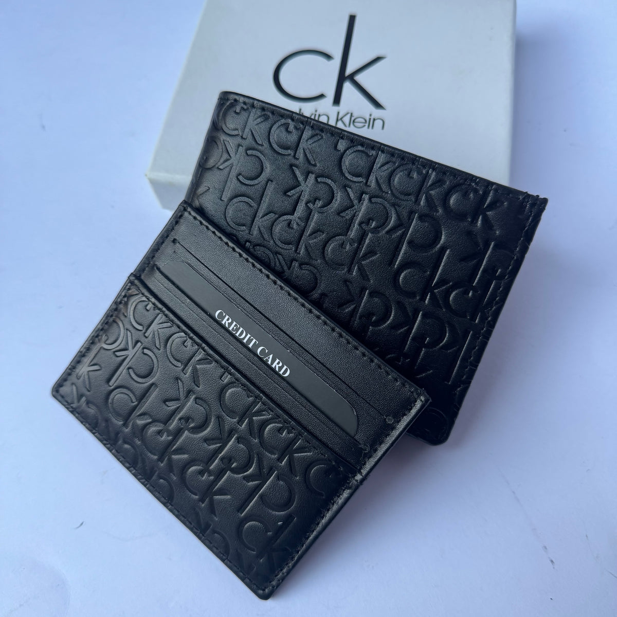 Calvin Klein Textured Genuine Leather Wallet & Card Holder Set