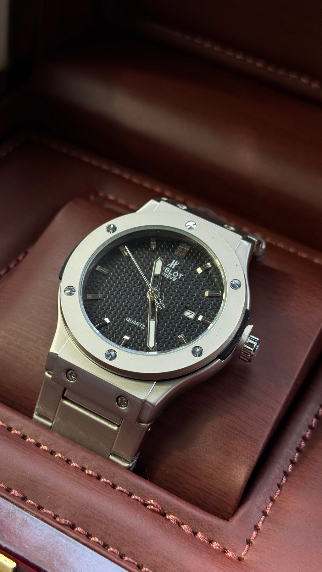 Hublot Metal Watch – Black, White & Green Dial