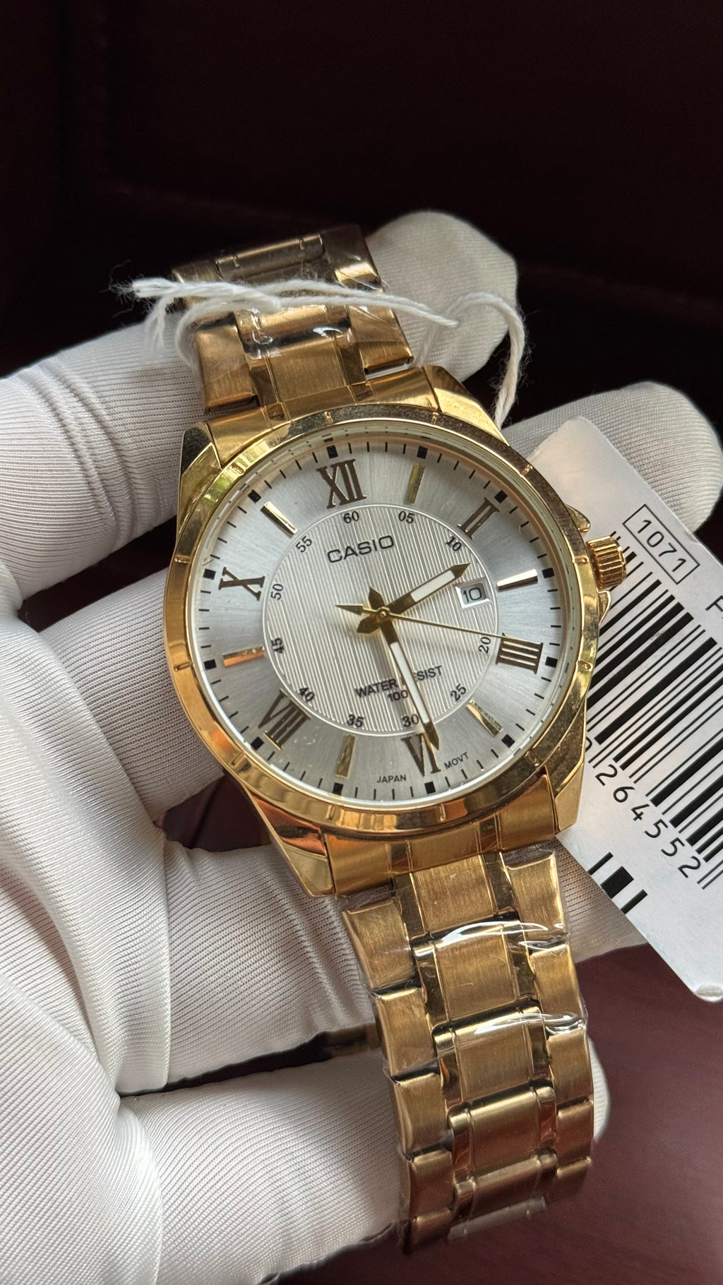 Casio Gold Quartz Watch White Dial Japanese Movement