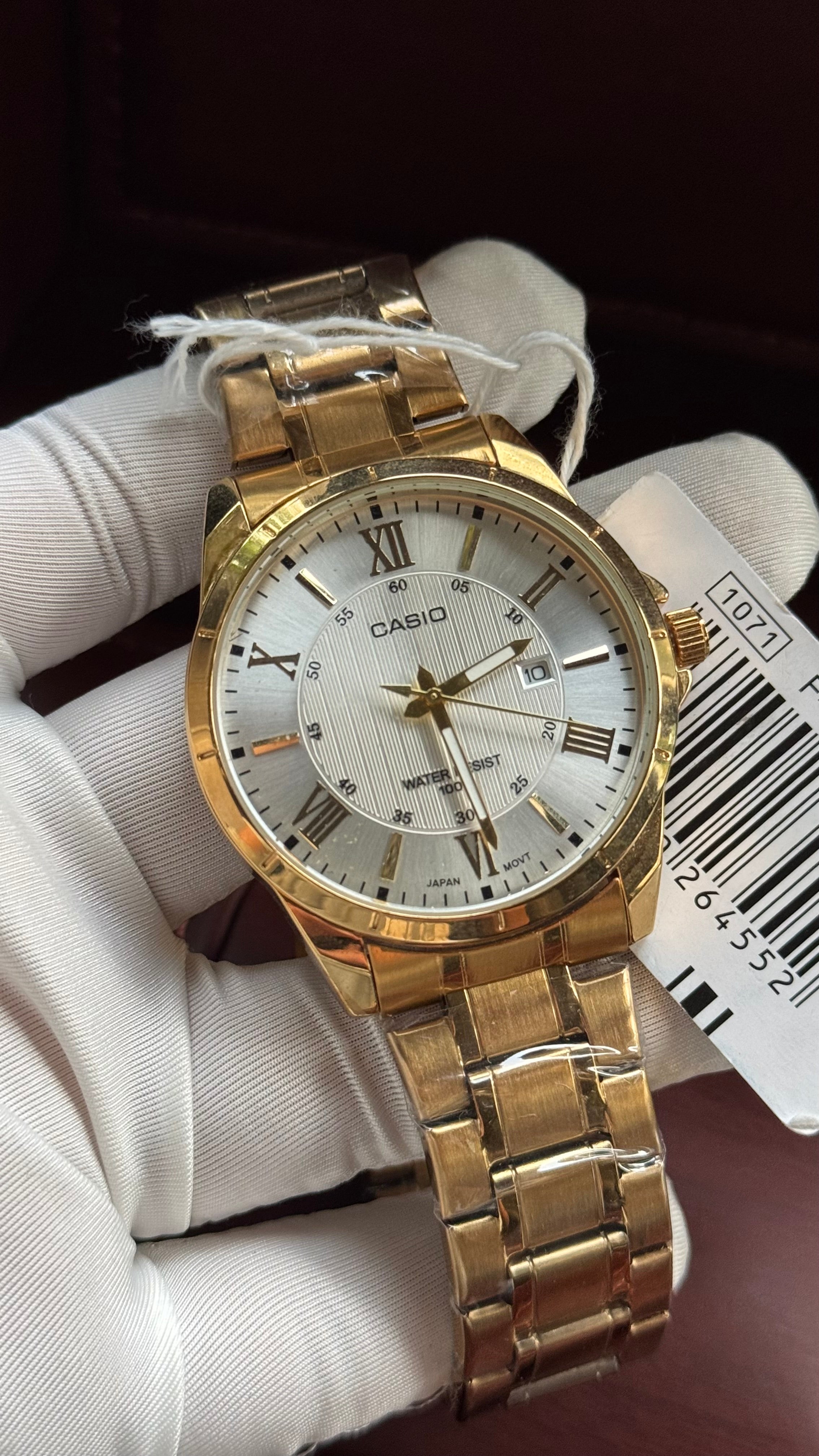 Casio Gold Quartz Watch White Dial Japanese Movement