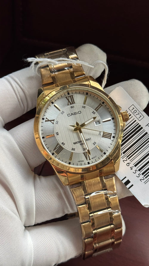 Casio Gold Quartz Watch White Dial Japanese Movement