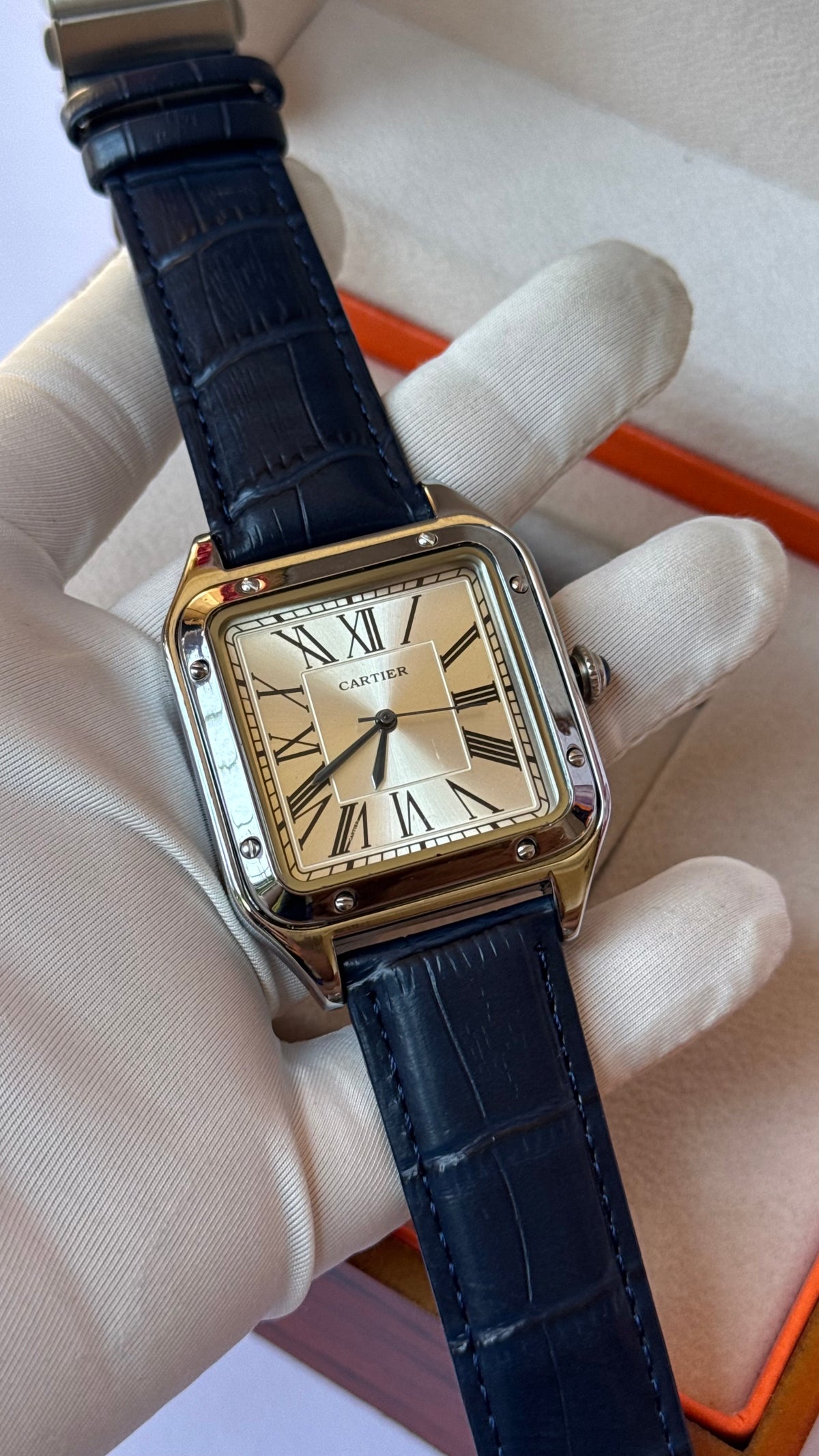 Cartier Santos Leather-Navy Blue