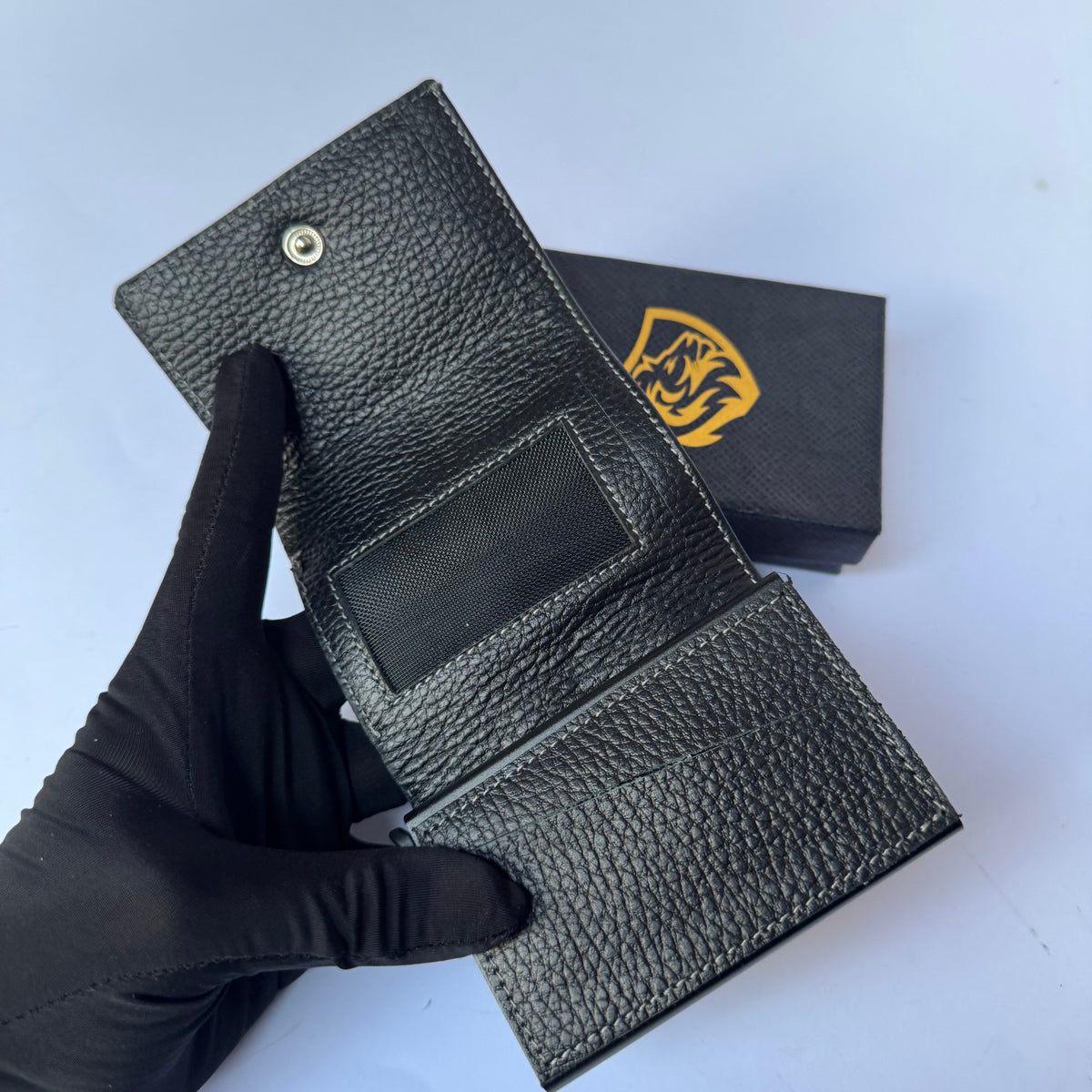 Mini Automtic Trifold Wallet-Genuine leather
