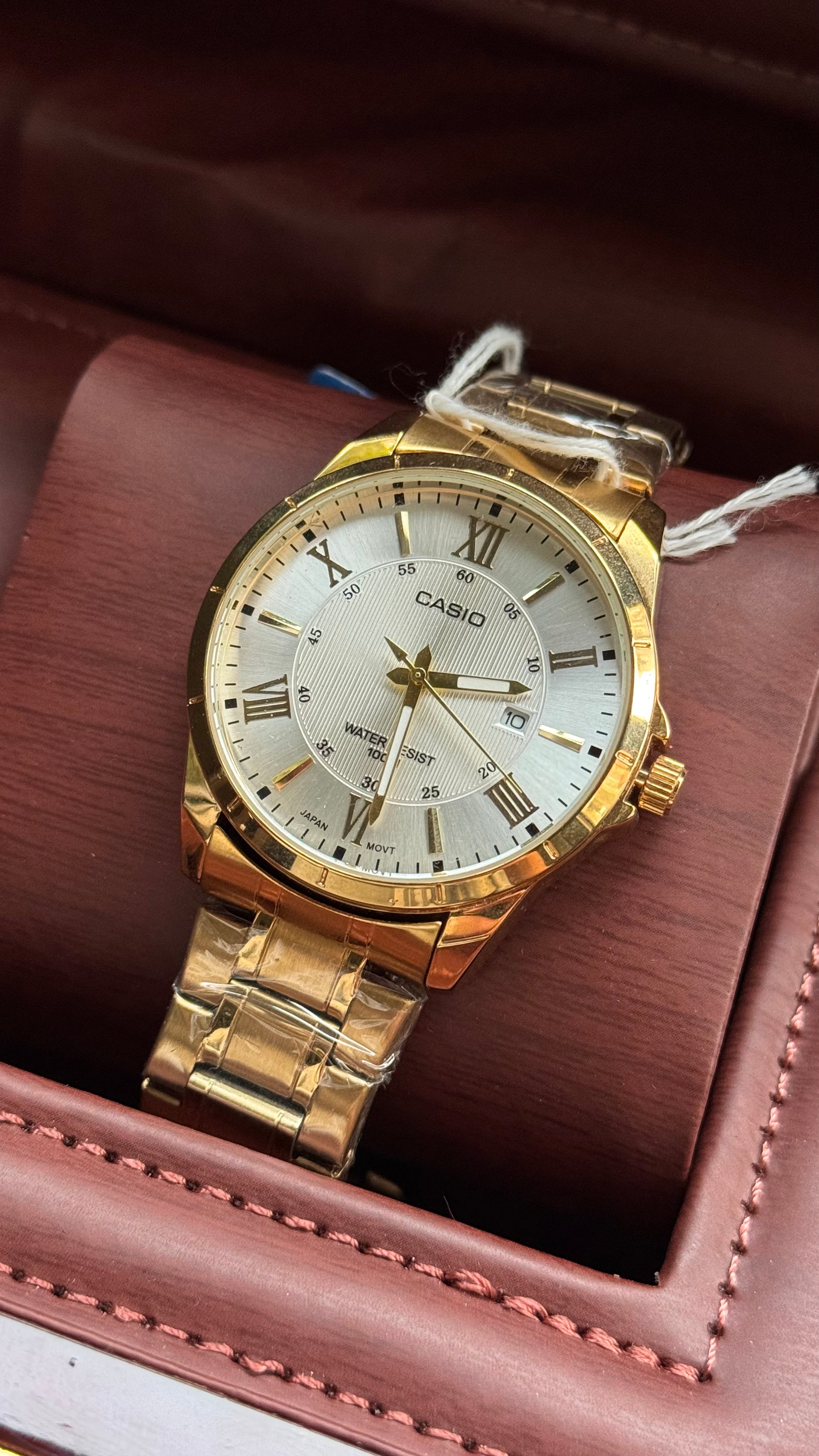 Casio Gold Quartz Watch White Dial Japanese Movement