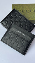 Gucci Textured Genuine Leather Wallet & Card Holder Set