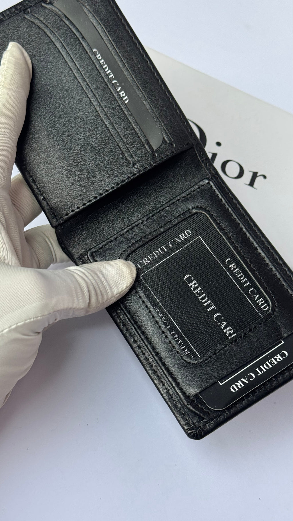 Dior Textured Genuine Leather Wallet & Card Holder Set